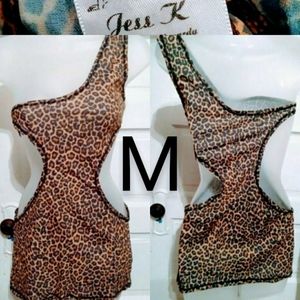 🆕Nylon Animal Print Cut-Out Mini Dress M